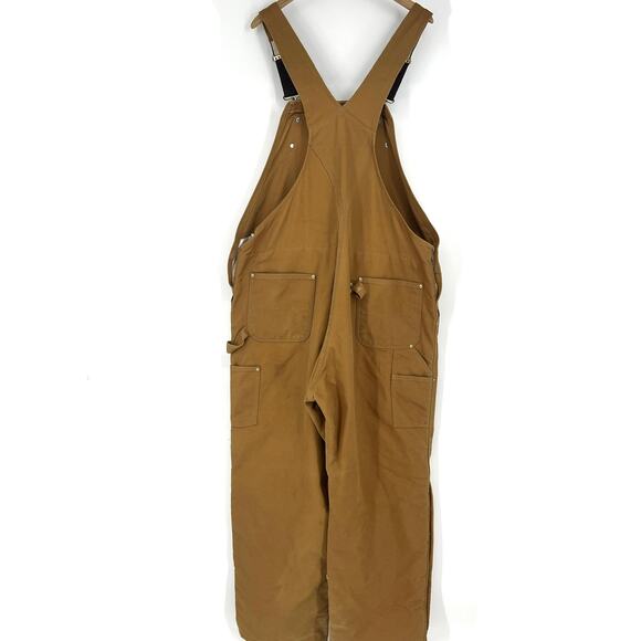 Vintage Carhartt Insulated Red Quilted Fully Lined Bib Work Overalls 46 x 32 - Picture 2 of 10